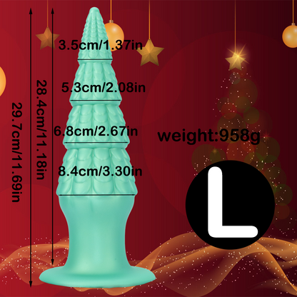 TaRiss's Anal Plug with Powerful Suction Base Silicone Christmas Dildos “Christmas Tree"