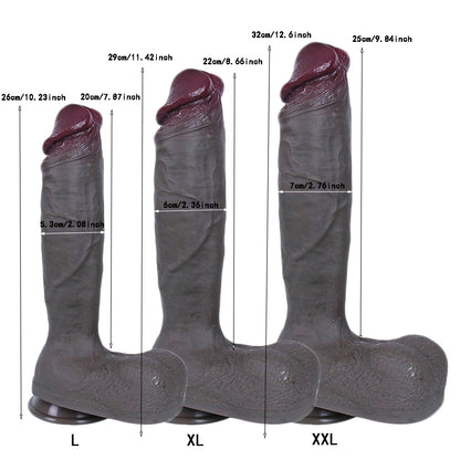 TaRiss's Realistic Dildo Silicone Dark Brown Dildo Anal Plug with Suction Base