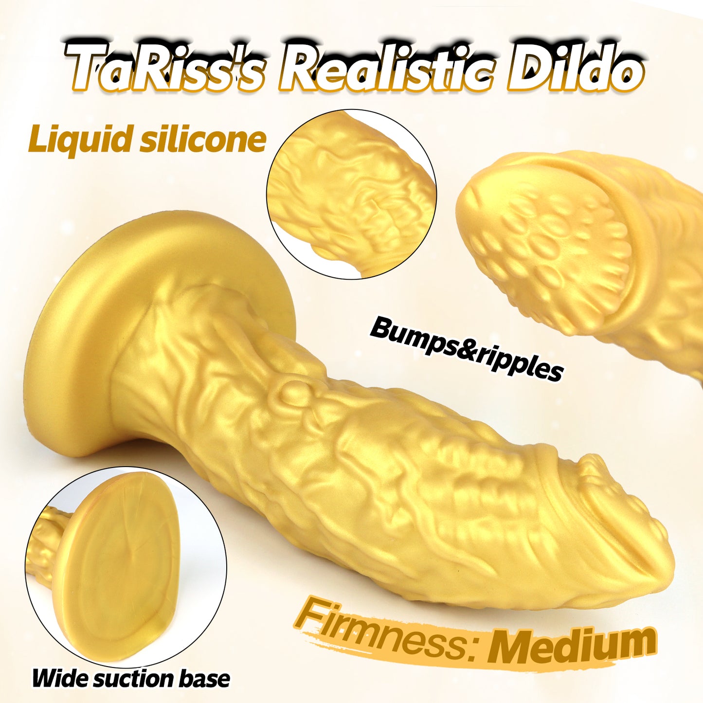 TaRiss's Realistic Dildo with Wide Suction Base Silicone Anal Plug for Advanced Players