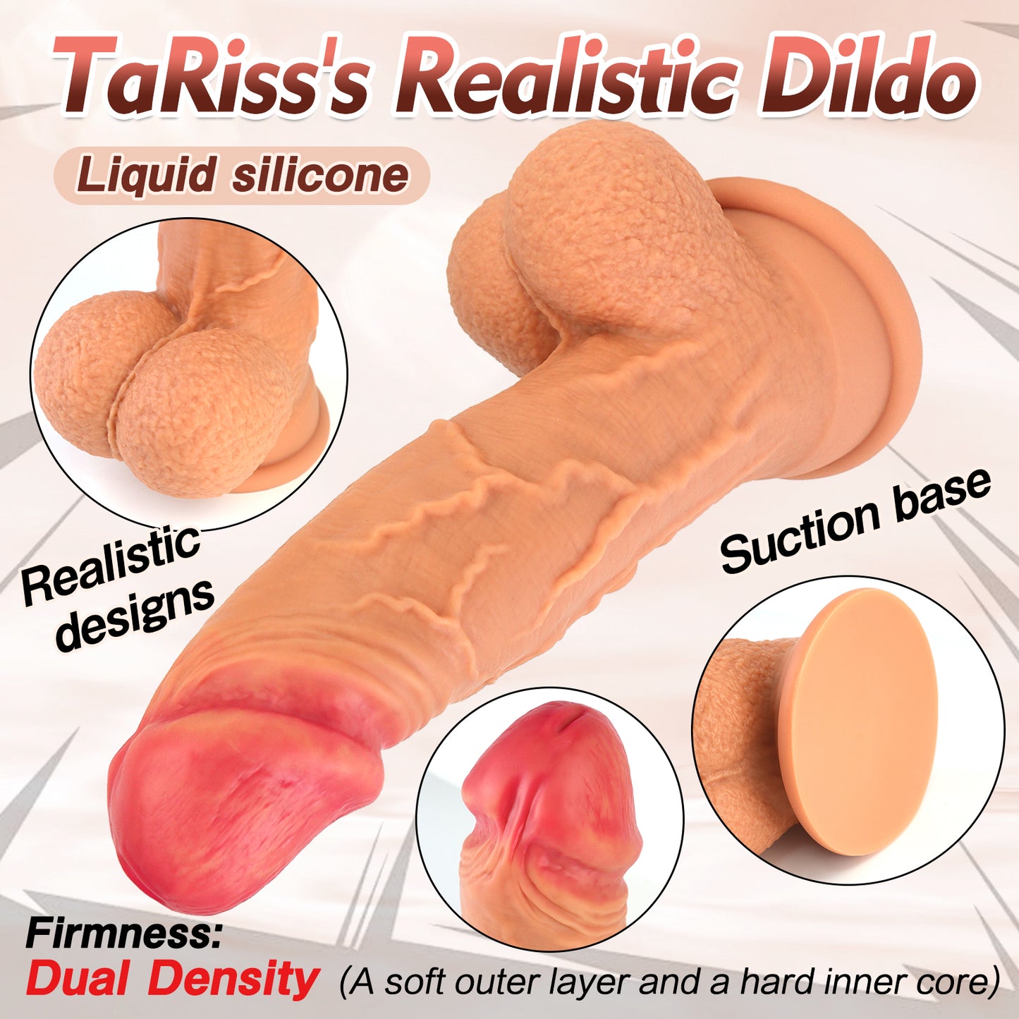 TaRiss's Realistic Dildo with Suction Base Silicone Dual Density Huge Anal Plug - tarisss.com