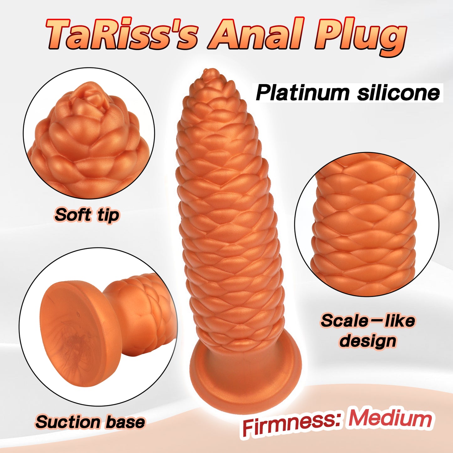 TaRiss's Silicone Anal Plug with Strong Suction Cup Base "Pinecone II" - tarisss.com