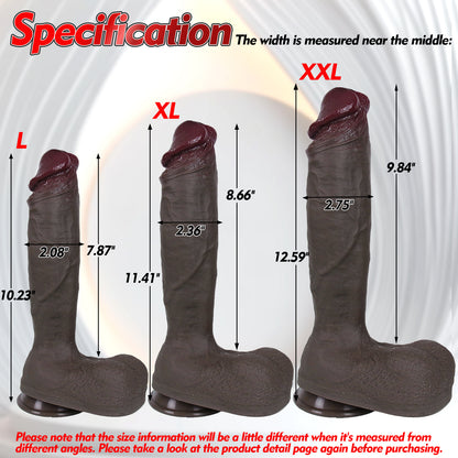 TaRiss's Realistic Dildo Silicone Dark Brown Dildo Anal Plug with Suction Base “Whispering Moon”