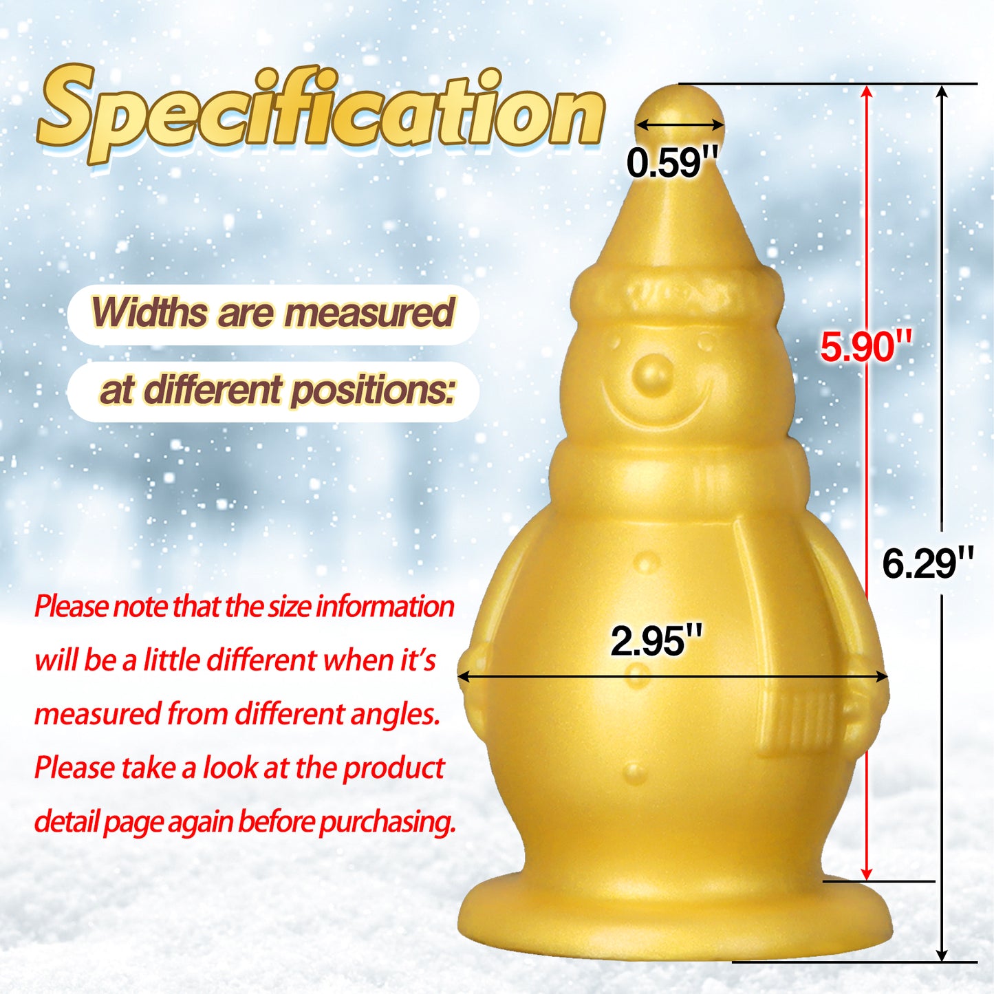 TaRiss's Anal Plug with Wide Suction Base Silicone Christmas Dildo “Snowman”