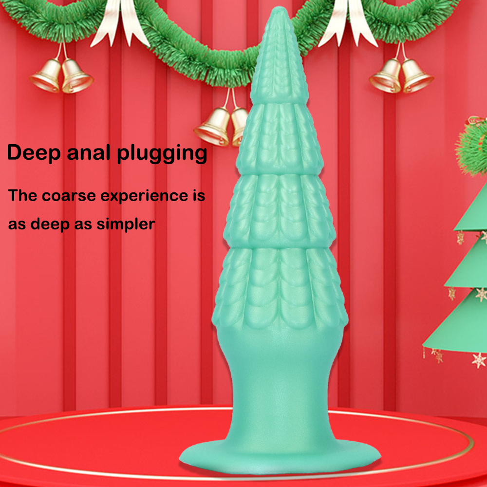 TaRiss's Anal Plug with Powerful Suction Base Silicone Christmas Dildos “Christmas Tree"