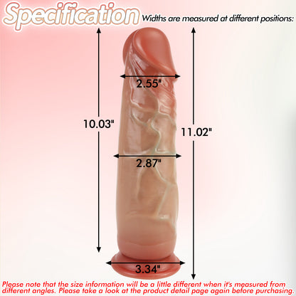 TaRiss's Movable Foreskin Dildo with Suction Base Dual Density Dildo 11.02'' - tarisss.com