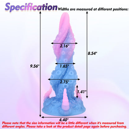 MAPARON Silicone Anal Plug Fantasy Dildo with Suction Cup Base 9.56 Inch "Noctilucent Tentacle“