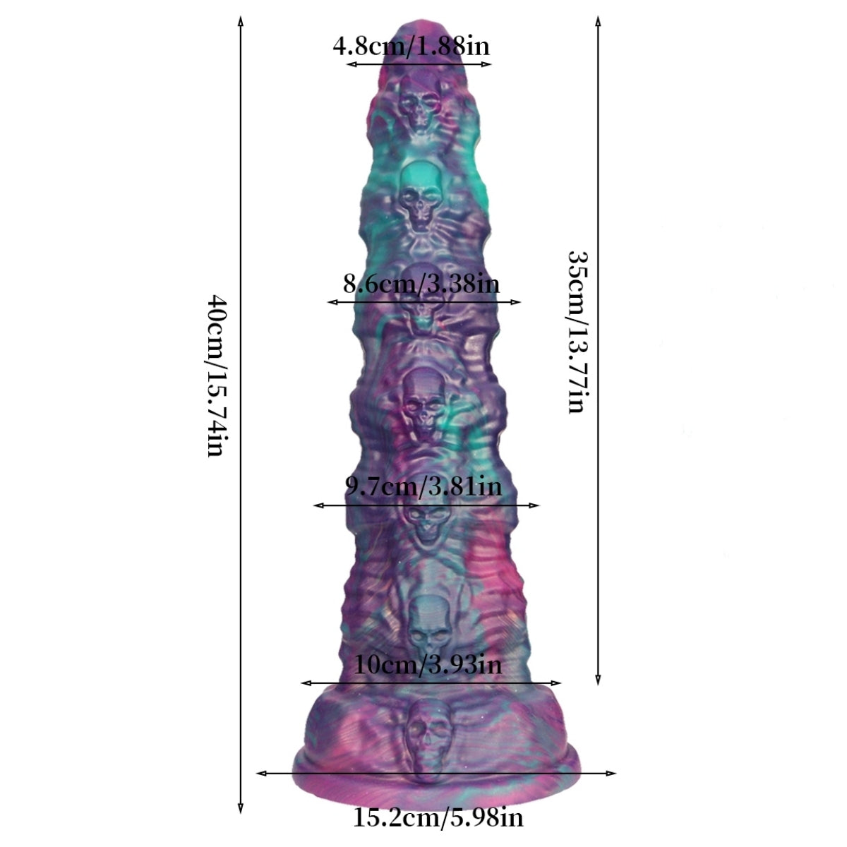 TaRiss's Fantasy Dildo with Suction Base Silicone Anal Plug with Skull Pattern Design 15.74 Inch