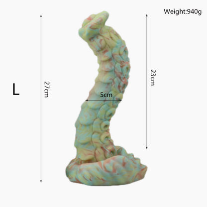 MAPARON Silicone Anal Plug Fantasy Dildo with Strong Suction Base ”Green Snake"