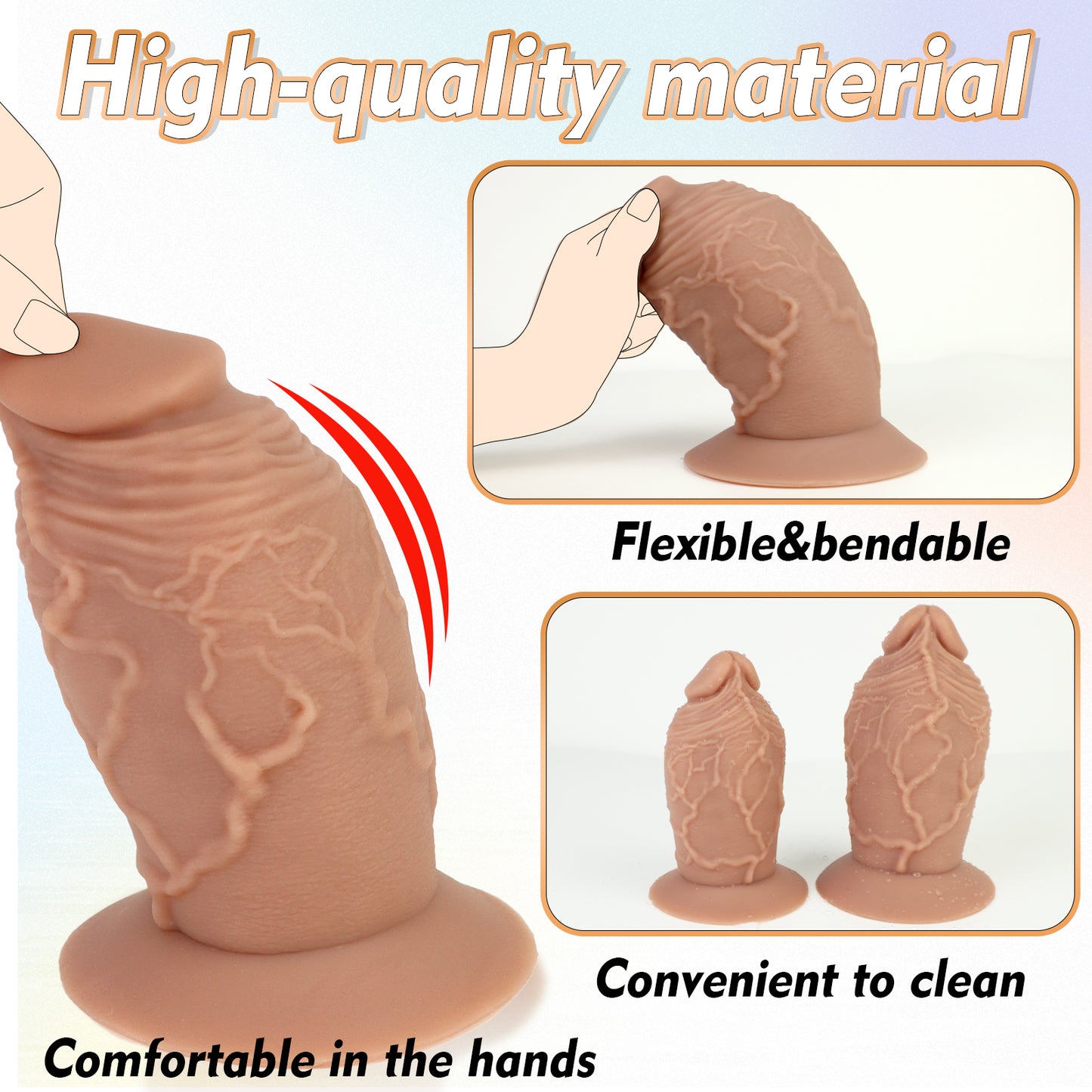 MAPARON Realistic Dildo with Suction Cup Base Silicone Anal Plug for Advanced Players