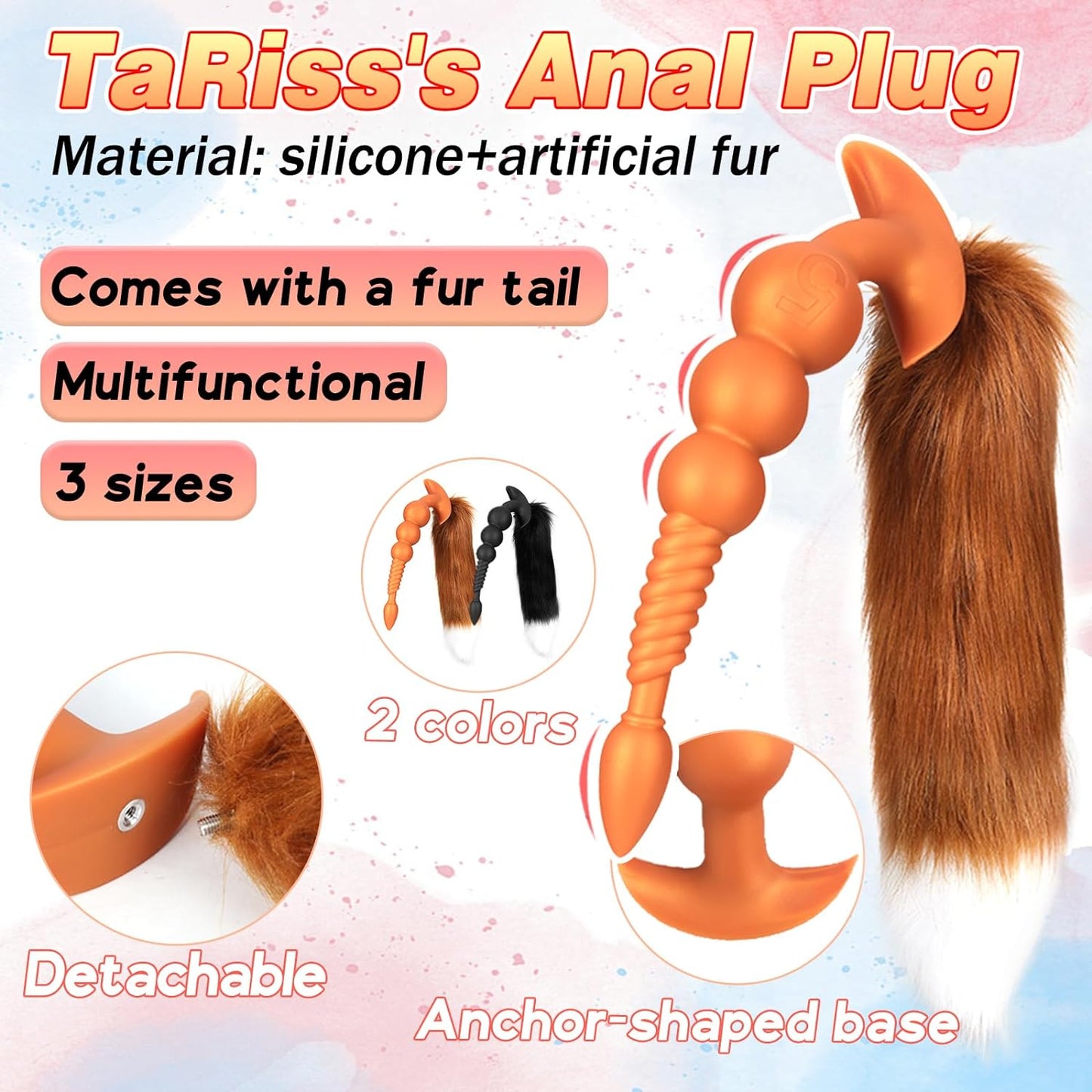 TaRiss's 2 Piece Set Anal Beads with Tail "Horse Tail" - tarisss.com