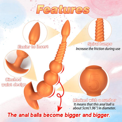 TaRiss's 2 Piece Set Anal Beads with Tail "Horse Tail" - tarisss.com