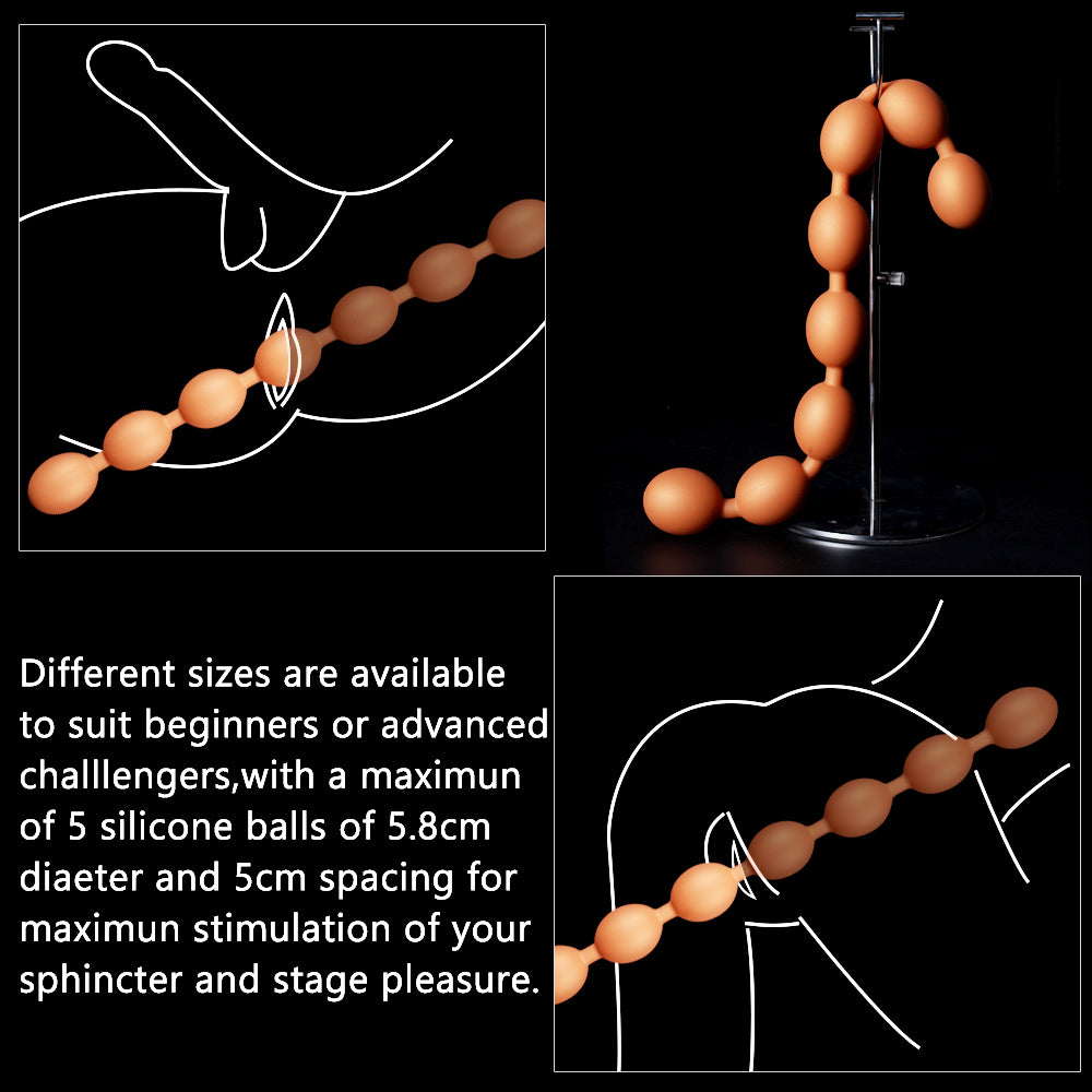 TaRiss’s Anal Beads Silicone Anal Chain 7 Sizes Suitable for Starters to Advanced Players