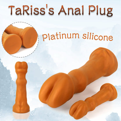 TaRiss's Silicone Anal Dildo with Suction Cup Base Gold XXL 14.76 Inch - tarisss.com