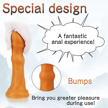 TaRiss's Silicone Anal Dildo with Suction Cup Base Gold XXL 14.76 Inch - tarisss.com