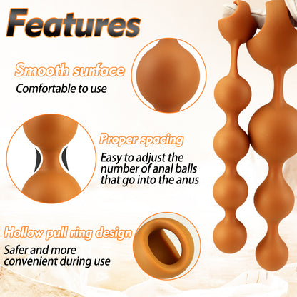 TaRiss's Silicone Anal Beads with Pull Ring Suitable for Beginners to Advanced Players