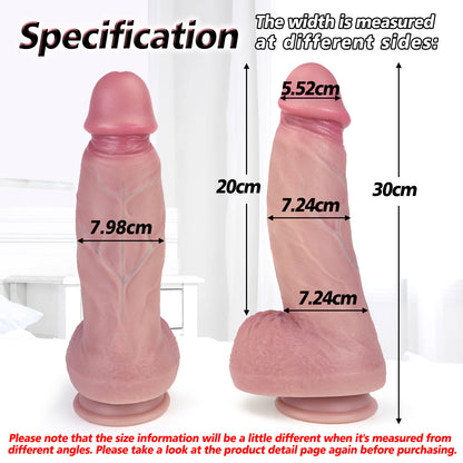 TaRiss's Realistic Dildo with Suction Cup Base Silicone Anal Plug for Advanced Players 11.81 Inch