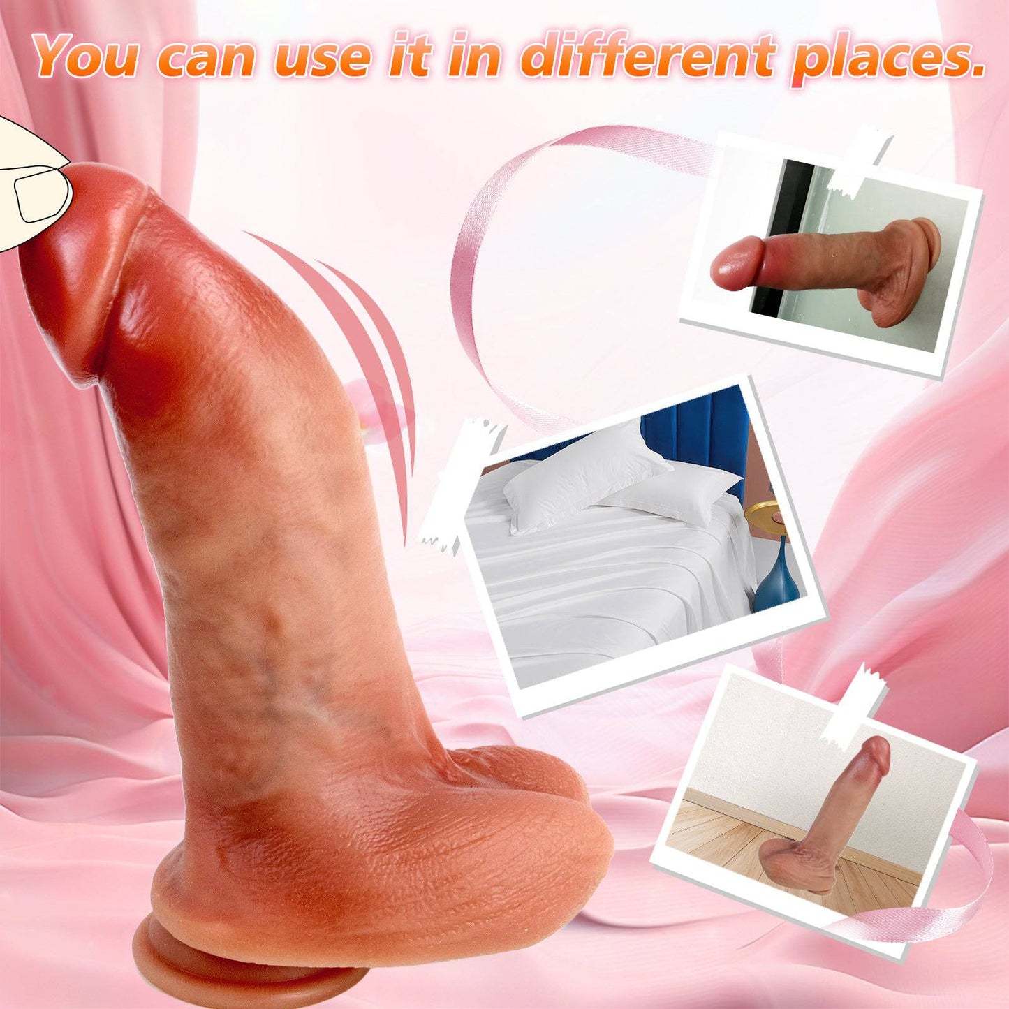 MAPARON Realistic Dildo Vibrator with Suction Base 9.44 Inch “Creamy Sausage"