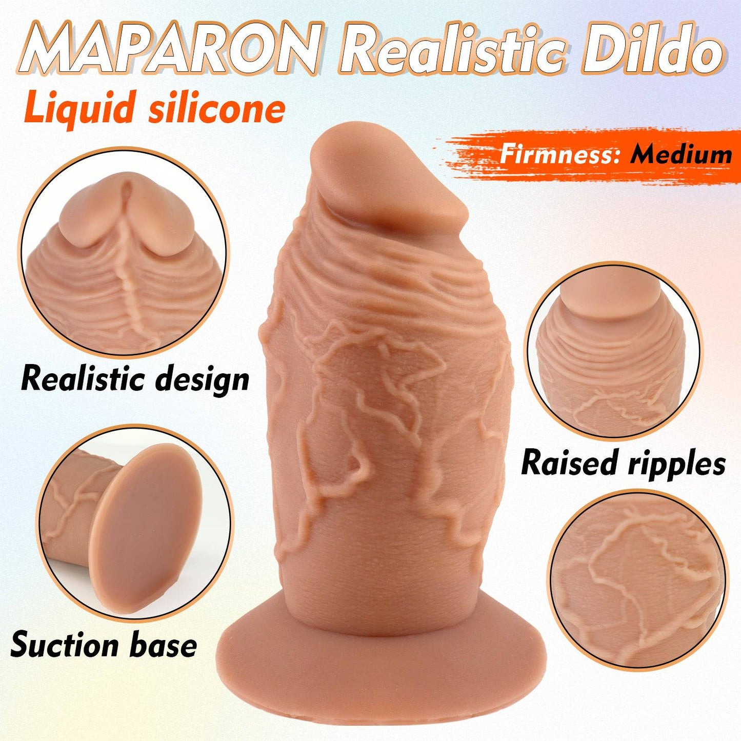 MAPARON Realistic Dildo with Suction Cup Base Silicone Anal Plug for Advanced Players“Rugged Prince”