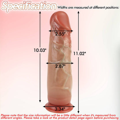 TaRiss's Movable Foreskin Dildo with Suction Base Dual Density Dildo 11.02''