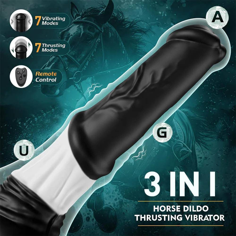 TaRiss's Thrusting Dildo Vibrator with 7 Vibrating & 7 Thrusting Modes Remote Control Fantasy Horse Dildo with Suction Base 11.8''