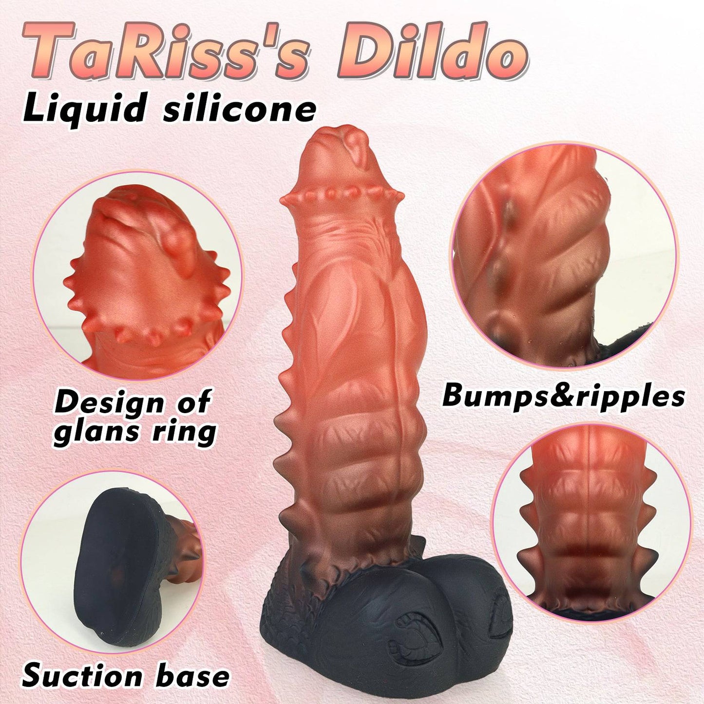 TaRiss's Perfect Fit Silicone Dildo - Textured, Safe, with Suction Base “Muscle Man"