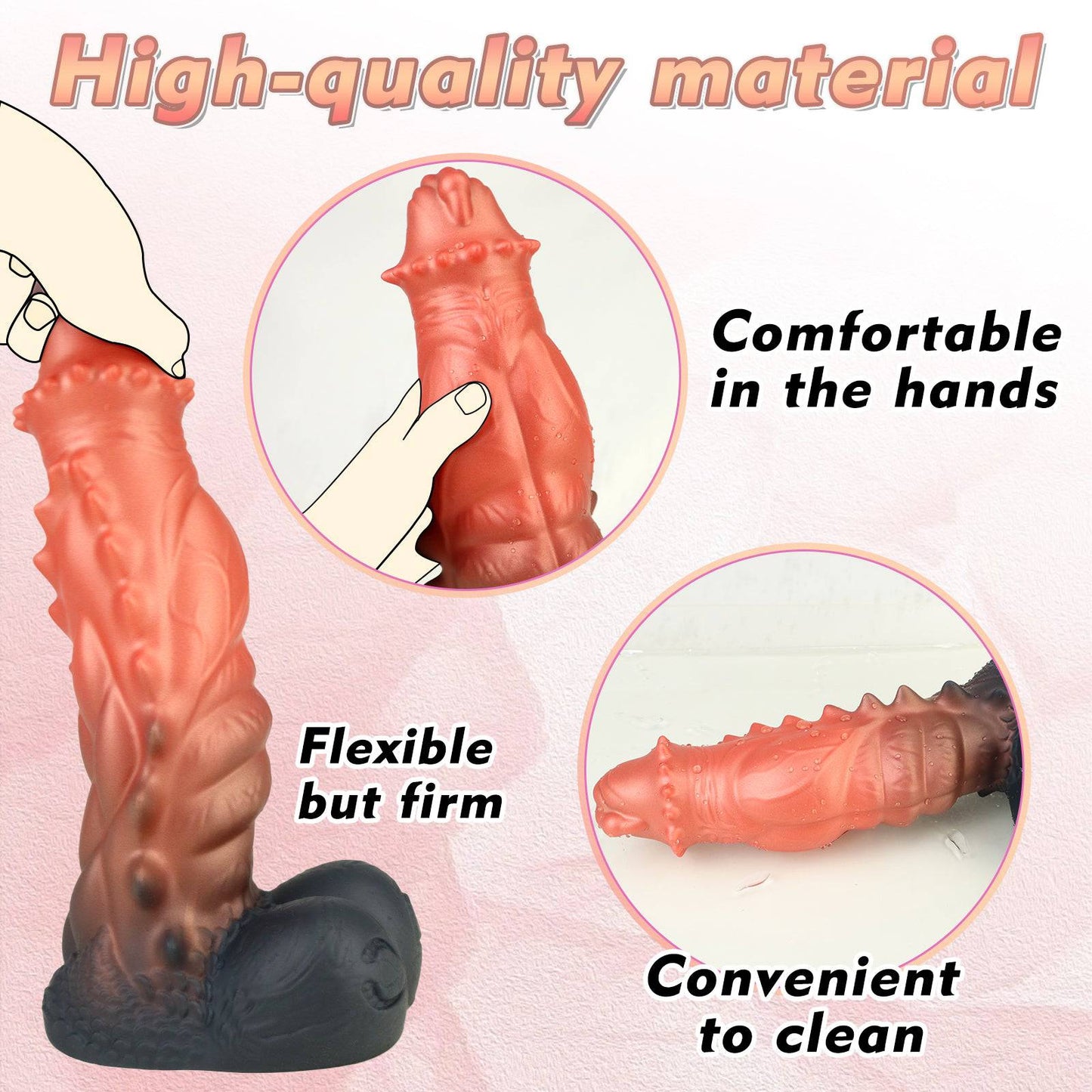 TaRiss's Perfect Fit Silicone Dildo - Textured, Safe, with Suction Base “Muscle Man"