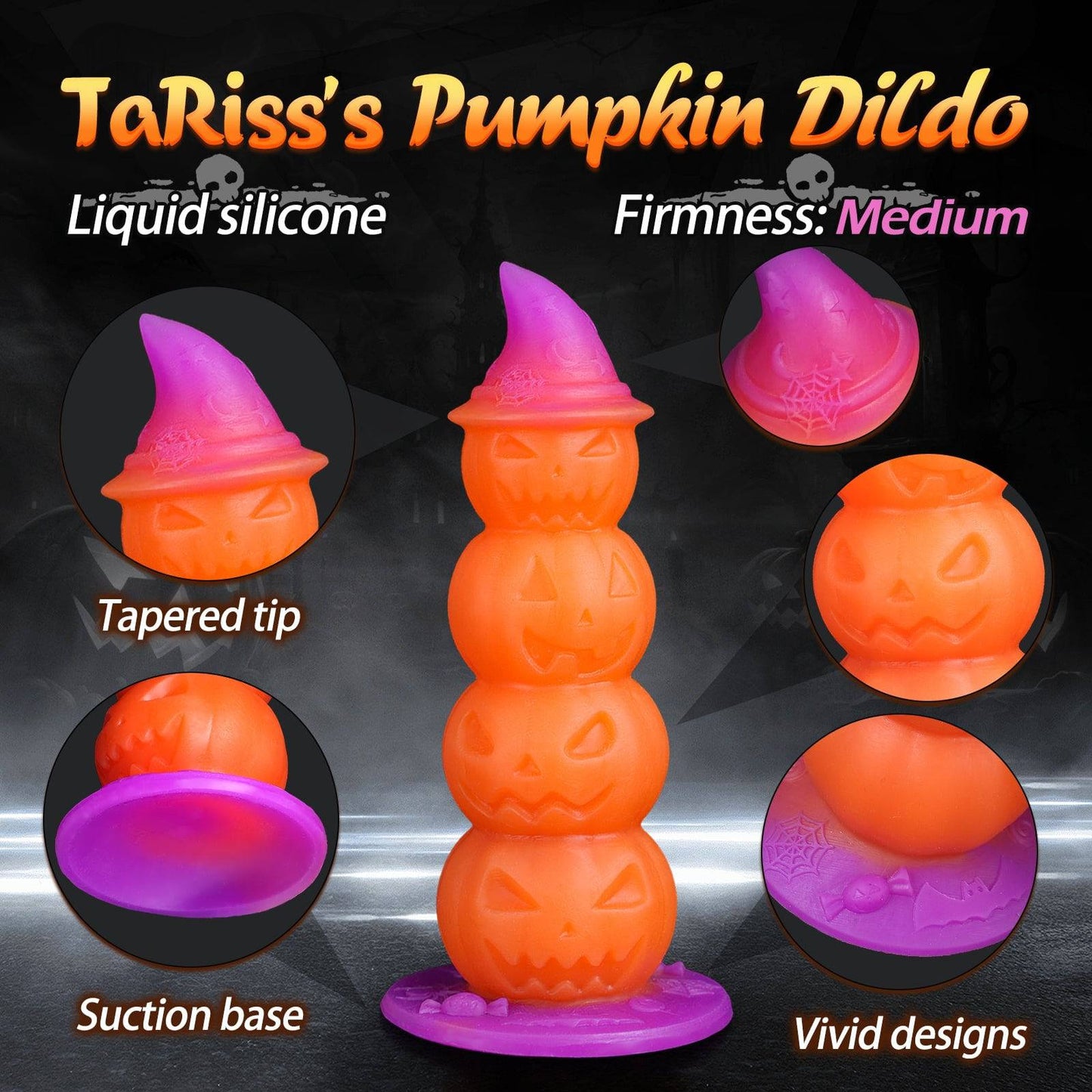 TaRiss's Pumpkin Dildo Halloween Anal Plug with Suction Cup Base Suitable for Beginners to Advanced Players “Halloween Fiesta”