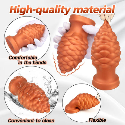 TaRiss's Silicone Anal Plug with Suction Base for Beginners to Advanced Players "Pinecone"